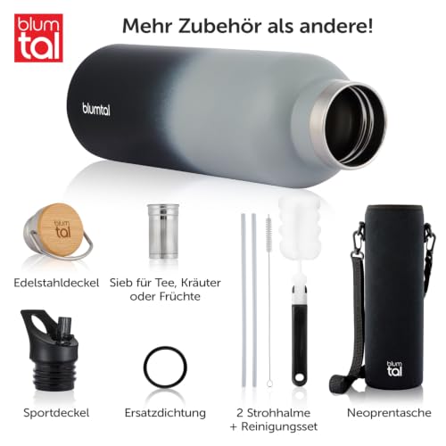 Blumtal Thermosflasche 1L - doppelwandige Trinkflasche Edelstahl 1L - Isolierflasche 1L BPA frei - Edelstahl Trinkflasche 1L/Teeflasche 1L… – Ansicht 2