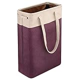 i BKGOO Laundry Basket with Handles Beige&Burgundy Slim Laundry Bin Collapsible Dirty Clothes Basket