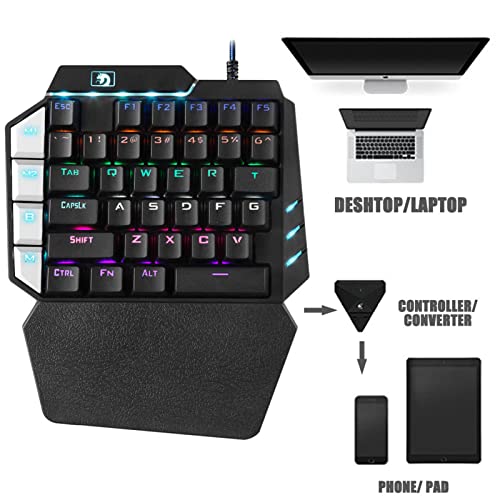 Pmuybhf One-Handed Mechanical Gaming Keyboard, Gaming Keypad With 7 Rainbow Racing Lantern Light Effect, 38 Keys #TOP2