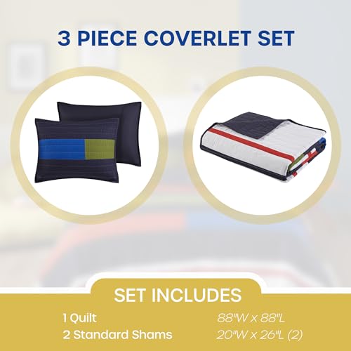 Intelligent Design Kids Cotton Multi Color Blocks Queen Quilt Set, 3pc - image 6