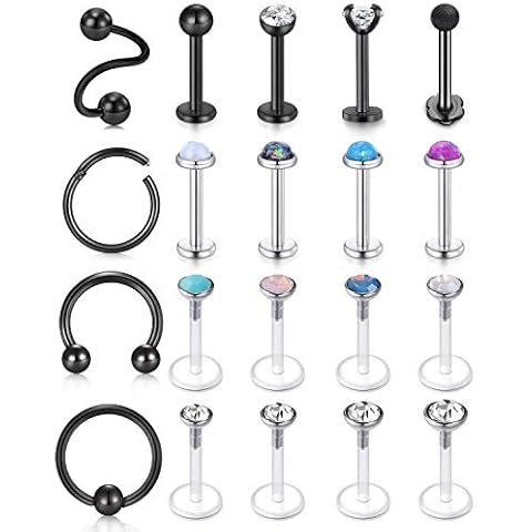 AceFun 16g 20pcs Stainless Steel Lip Rings Cover