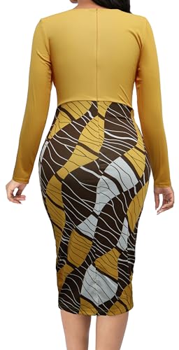 FoveNK Pencil Dress for Women Business Elegant Ruffle Sleeve Bodycon Church Dresses Wear to Work Zipper2