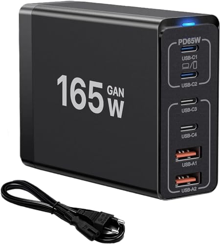 Cargador USB C, Cargador Rapido【4USB-C + 2USB-A】, estación de Carga de 6 Puertos Compatible con...