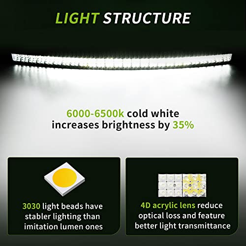 Autosaver88 52 Inch Curved Led Light Bar 513W Triple Row Spot Flood Combo Beam Work Offroad Fog Driving Lights With Wiring Harness #TOP4