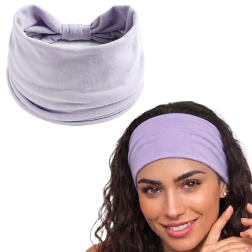 Image of XFYT Wide Sporty Women Hairband| Soft Absorbent Trendy Wide Premium Stretchable Sports Headbands (Moon Lavender)