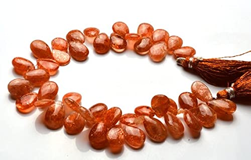 Perles héliolite lisses en forme de poire 10-12mm pierre de soleil naturelle