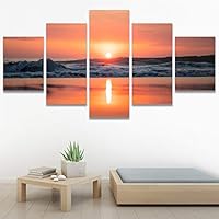 SIGNWIN 5 Panel Canvas Wall Art Skyline Sunset for Home Decorations Ready to Hang - 60
