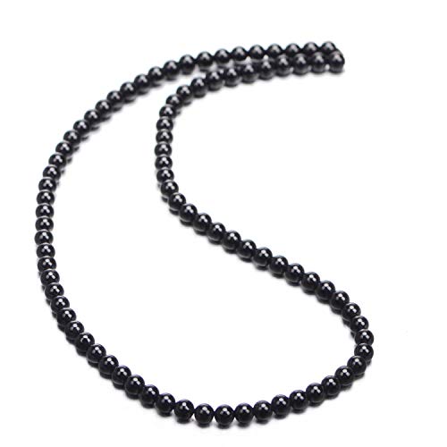 Image of Natural Black Tourmaline Gemstone Round Beads 15.5 inch 4mm 6mm 8mm 10mm 12mm A Grad (4mm)
