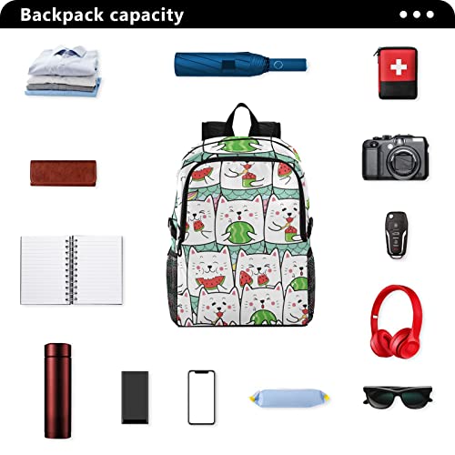 Cartable chat sirène mangeant de la pastèque sac à dos enfant voyage - 5
