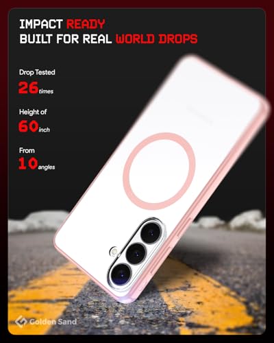 Image of Golden Sand Aura MagSnap Series Transparent Back Cover for Samsung Galaxy S26 5G | Ultra-Clear Glass Feel | Military Grade Protective Case, Camera Protection, (Pink)