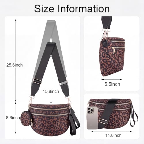 Image of Bum Bags for Women Checkered Crossbody Bag Large Nylon Belt Purse Fanny Packs, Bonus with a Extra Strap