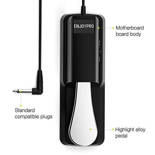 Enjoypro Sustain Pedal For Yamaha Keyboard, Piano Keyboard Pedal With Polarity Switch For Casio, Midi, Roland Electronic Keyboards And Digital Pianos, 1/4 Inch Jack #TOP6