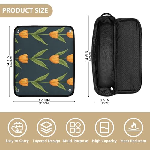 Bolsa organizadora para herramientas de cabello resistente al calor con diseño floral y mármol, ideal para planchas, rizadores y cepillos, portátil y para viaje miniatura 4