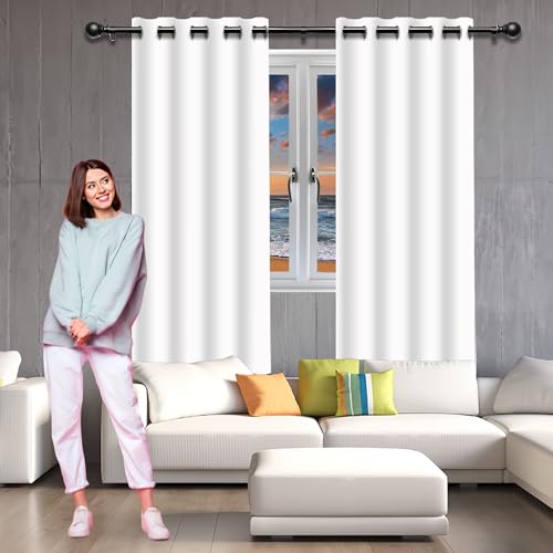 カーテン 1枚セット 1級遮光カーテン枚組 320 x 580 cm 小窓遮光、断熱、保温省エネファッショ装飾に用い紫外線を断する間仕切り無地おしゃれ洗える子供ルム部屋居間寝室, ホワイト