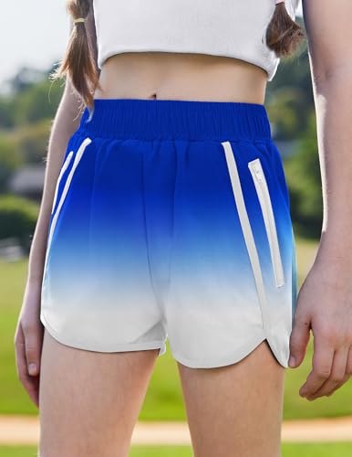 Image of Zaclotre Girls Athletic Shorts with Zipper Pockets High Waisted Running Shorts Soccer Gym Sports Active Short for Kids
