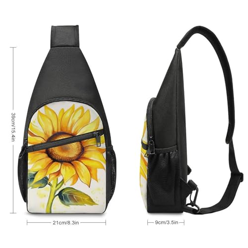 Morrales tipo sling con diseño girasol acuarela miniatura 2