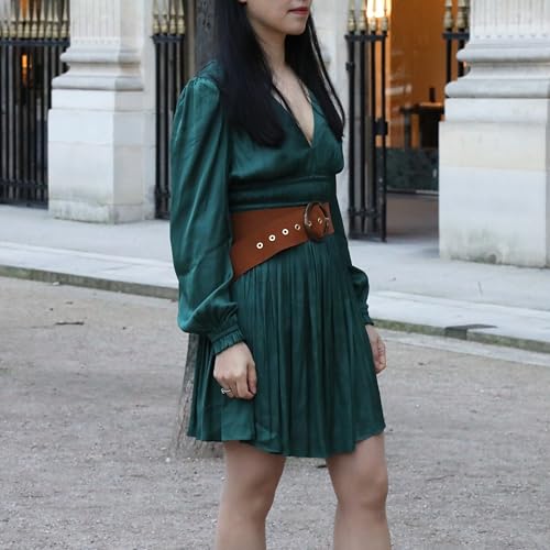 FASHIONGEN - Women's genuine Italian suede leather belt for dress, made in France, ANETTE2