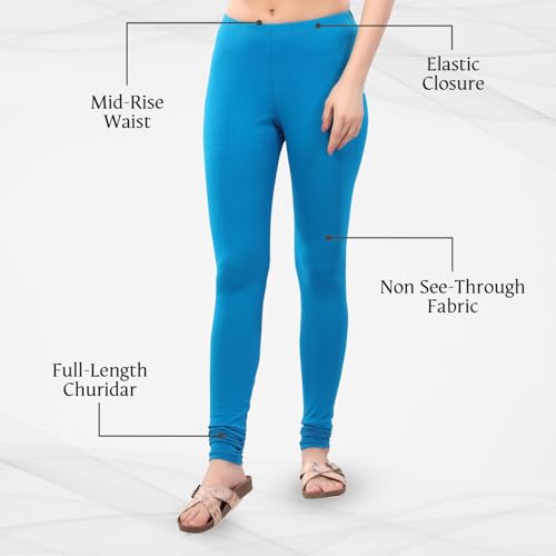 Image of TRASA Ultra Soft Cotton 4 Way Stretchable Churidar Solid Regular and Plus 20 Colours Leggings for Womens and Girls -Sizes :-M, L, XL, 2XL, 3XL, 4XL, 5XL, 6XL