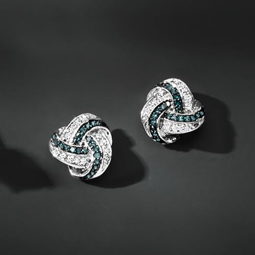 Ross-Simons 0.15 ct. t.w. Blue and White Diamond Love Knot Earrings in Sterling Silver3