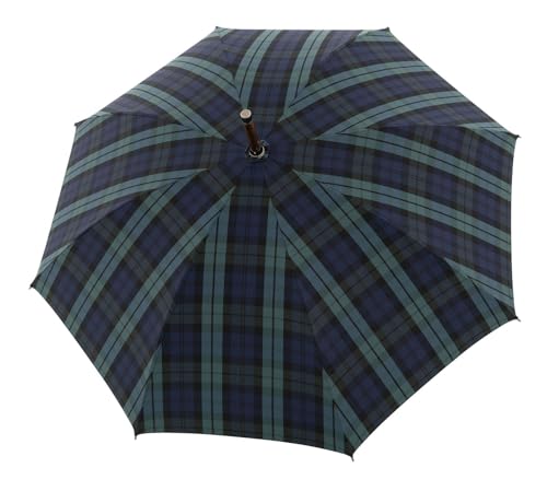 Parapluie Kastanie Zürs Green multicolore fait main avec une poignée en bois de châtaignier noble