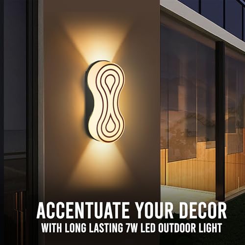 Image of Gesto 7W Waterproof Led Wall Light for Home Decoration - Up Down 2-Way LED Wall Lamp | IP65 Outdoor Fancy Wall Lights for Balcony,Gate,Elevation,Garden,Patio | Decorative Wall Mount Light -Pack of 2