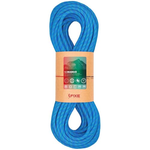 FIXE - Cuerda Escalada Deportiva 9,6 NARGÓ - Cuerda Dinámica Simple Escalada - Diámetro 9,6 mm, 60 m- Azul - Poliamida - Cuerda para Escalada Deportiva, Escalada Indoor