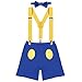 IWEMEK Baby 1. / 2./ 3. Geburtstag Kostüm Jungen Mädchen Donald Duck Karneval Cospaly Outfit Hosenträger Hosen mit Fliege Stirnband 3pcs / 4pcs Bekleidungssets Fotoshooting Cartoon 09 12-18 Monate