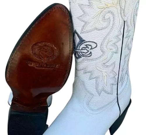 Dona Michi MEN Genuine LEATHER Western COWBOY J Toe boots Classic WHITE Floter Skin print Botas Vaqueras Puntal Impresa piel Floter3