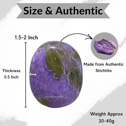 Image of Amazing Gemstone Stichtite Crystals and Healing Stones - Large Palm Stone Crystals Piedra - Crystal for Good Luck, Balanced Positive Energy, Meditation - Unique Stocking Stuffers, Gifts for Women, Men