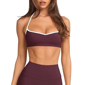 Womens Sweetheart Neck Workout Tops Sleeveless Cropped Workout Gym Shirts Sexy Burgundy Sports Bra Cami Summer 2025 Yoga Pilates Tops with Built in Bra(Red Wine Large)