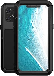 LOVE MEI Compatible with iPhone 12 Pro Max Case,Aluminum Metal Gorilla Glass Shockproof Military Heavy Duty Sturdy Protector Cover Hard Case for iPhone 12 Pro Max-6.7'' (Black)
