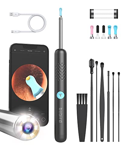 BEBIRD Ear Wax Removal Tool with HD Camera - R1 Upgraded Smart Visual Ear Cleaner with Otoscope, Ear Viewer with 6 LED Light & Multi Replacement Tips for Cleaning Earwax & Inspection Kits