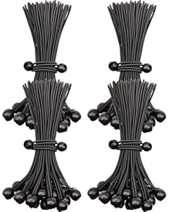 Aobymin Ball Bungee Cord 10 Inch, 100 Stück, Schwarz