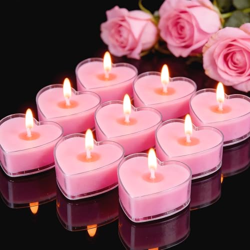 Bougie Chauffe Plat Forme de Coeur d'Amour - 9 Bougies Décoratives Parfumées Romantiques Pour La Saint-Valentin, Demande En Mariage, Anniversaire,...