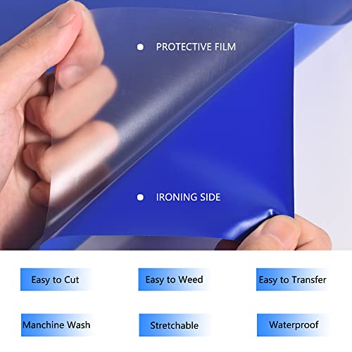 HTV Iron on Vinyl 12Inch by 25ft Roll HTV Heat Transfer Vinyl for T-Shirt HTV Vinyl Rolls for All Cutter Machine - Easy to Cut & Weed for Heat Vinyl Design (Blue, 25ft) by HTVVETUR - Image 3