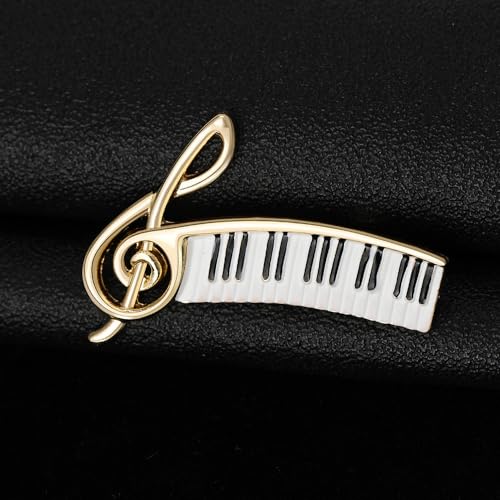 Image of Piano Lover Musical Instrument Brooches Pianist Delicate Music Note Lapel Pin Recital Gift For Piano Players Teacher Students Graduation Pins Decoration Dress Accessories Boutonniere Corsage
