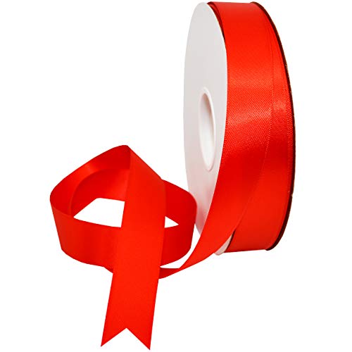 Image of Morex Ribbon 08822 /50-235 Double Face Satin Ribbon, 7 /8 inch x 50 Yd, Poppy Red