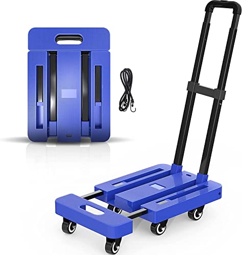 Image of AR Mall Foldable Platform Trolley for Heavy Weight /Material Handling Goods with Capacity of 150KG with 6 Wheels Trolley for Home Office Warehouse & Industries Luggage Cart (6 Wheel Plastic Trolley)