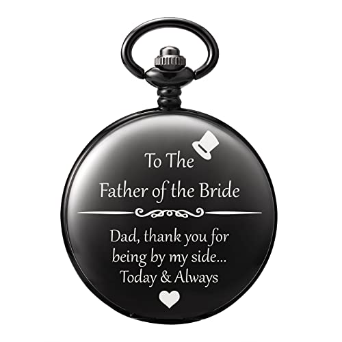 Image of TREEWETO Mens Engraved Pocket Watch for Father of The Bride Gifts from Daughter Pocket Watches Dad of The Bride Gifts Wedding Gift for Father of The Bride