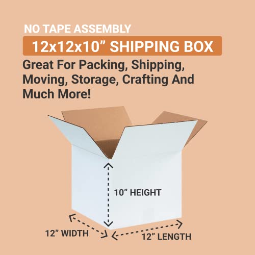 Image of BOX USA White Medium Shipping Boxes 12x12x10, 25-Pack