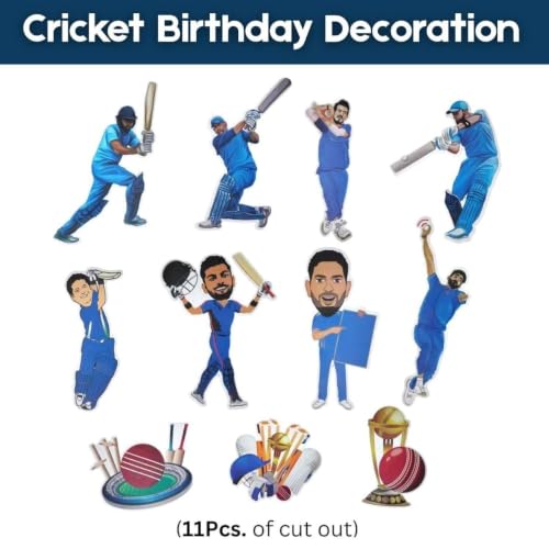 Image of Cricket Birthday Decorations For Boys 79 Pcs Cricket Theme Happy Birthday Decoration(Pack of 79 , Multicolor)