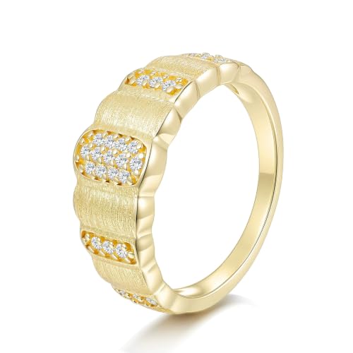 Bague moissanite anniversaire et fiançailles en argent 925 brossé rétro chic