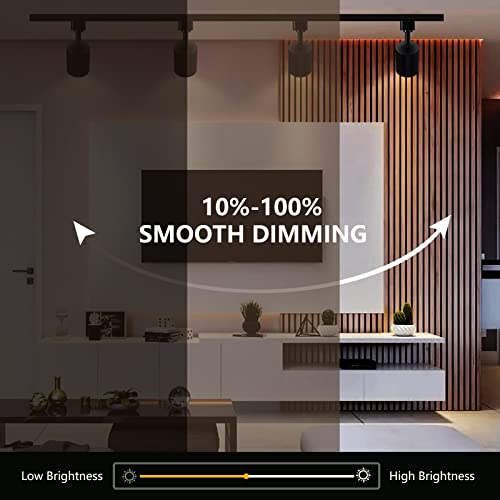 Image of VANoopee 8-Light LED Track Lighting Kit with 6.6FT H Type Track Rail, Black | Dimmable LED Track Light Heads Modern Kitchen Track Lighting Fixtures Ceiling Spot Light, 3000K 24 CRI90+ 10W 800lm