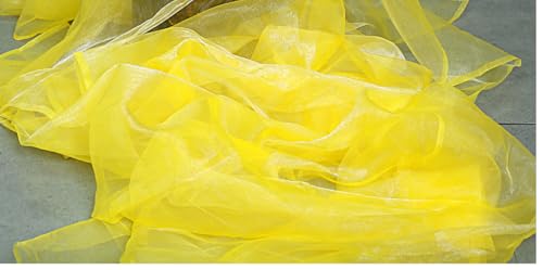 Image of MDS Pack of 5 Yard Sheer Organza Fabric for Wedding Party Home Event Banquet Decorations, Backdrop Curtain Craft Dress Sewing Fashion DIY Crystal Organza Tulle Fabric Bolt 44 inch Wide - Yellow