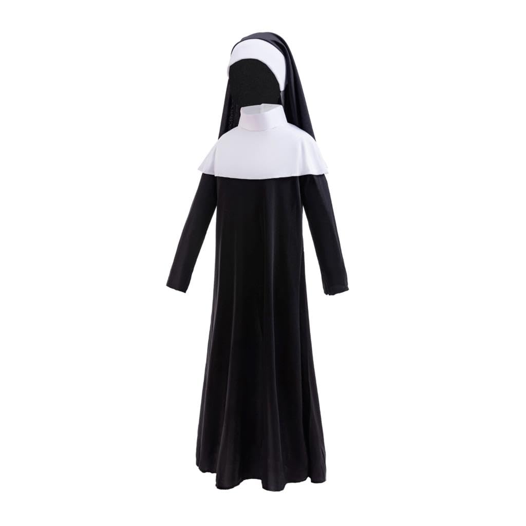 Lito Angels Kids Girls Nun Costume Fancy Dress Up Outfit Black Robe with Headpiece and Collar Age 8-9 Years - Image 4