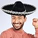 GiftExpress Adult Black Sombrero Hat, 18-Inch Wide – Mariachi-Style Costume Sombrero with Silver Braid Trim, Polyester, One Size Fits Most