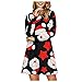 MORCHAN ❤ Cadeaux de noël Femmes Imprimé De Noël Robe Dames Mini Robe À Manches Longues(2XL,Noir)