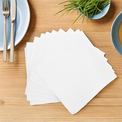 Serviettes de table blanches en tissu lavable de qualité supérieure Garvalon