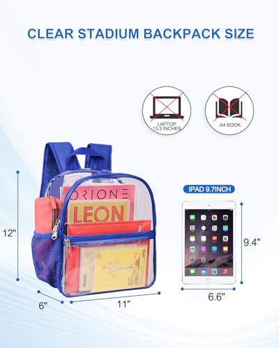 Image of Clear Backpack for Stadium Events, 12x12x6 Small Clear Plastic bag with Reinforced Straps for Game Security Festival Concert