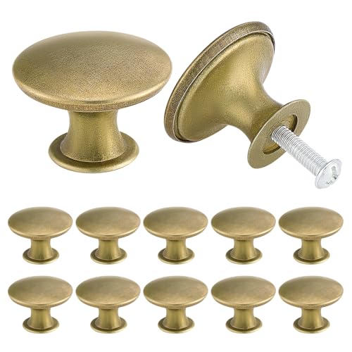 TsunNee Lot de 12 boutons de placard vintage chic en laiton antique 30 mm